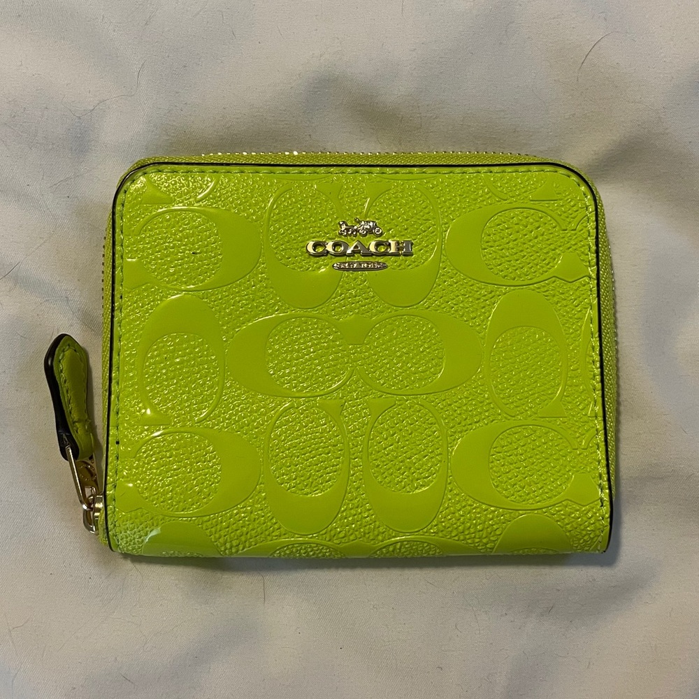 NWOT Neon Yellow/ Green Coach Wallet (Small)